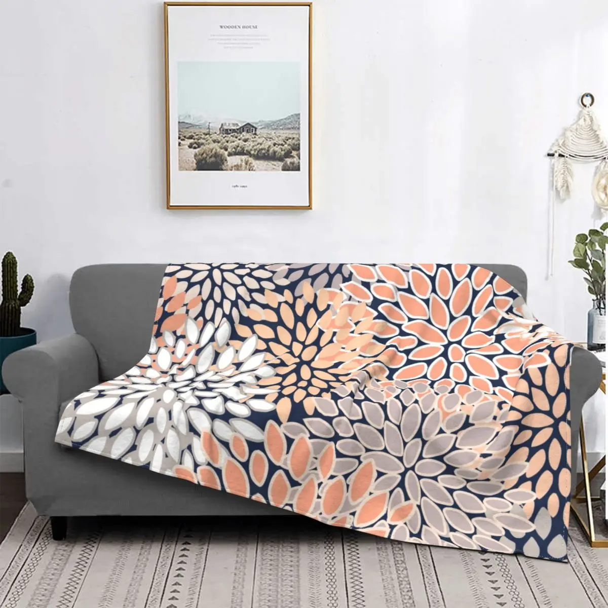 

Manta con patrón Floral bohemio Hippie geométrico de felpa gruesa de franela suave, mantas de lana para sofá, colcha de terciope