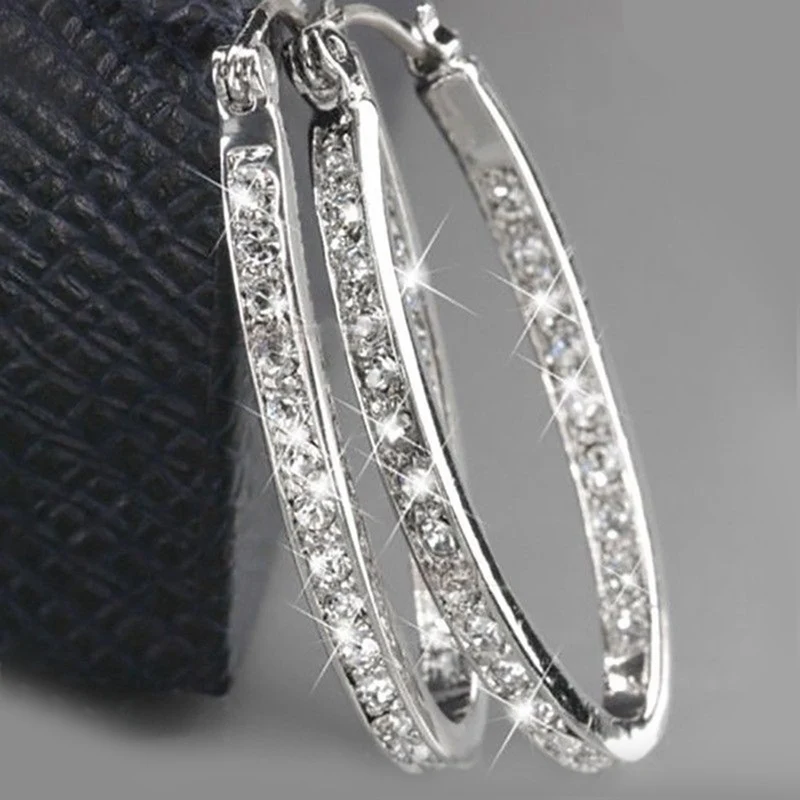

Hotsale New Women Elegant Multi Layer Cubic Zircon Micro Paved Hoop Earrings For Women Fashion Lovely Jewelry Gift