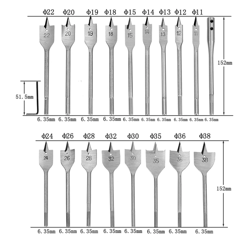 19 шт. 11 38 мм набор сверл с лопатой удлиненный стержень для деревообработки сверла