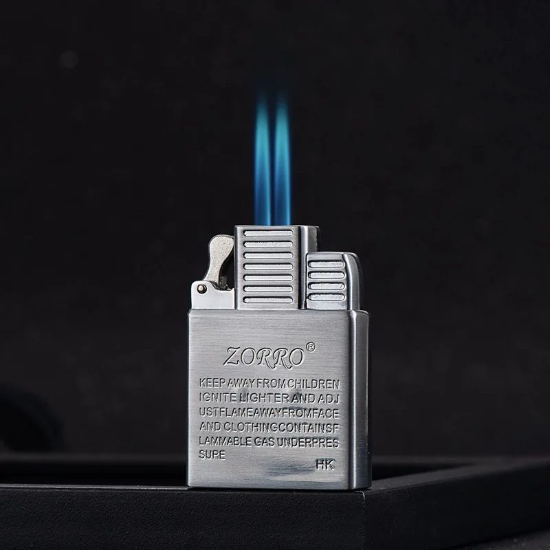 

Zorro Cigar Lighter Original Dual Flame Torch Lighter Gas Jet Windproof Cigarette Butt Sport Inflatable Lighter Lining DIY Tool