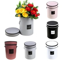 handheld flowers bouquet paper packing box case with lid hug bucket florist gift