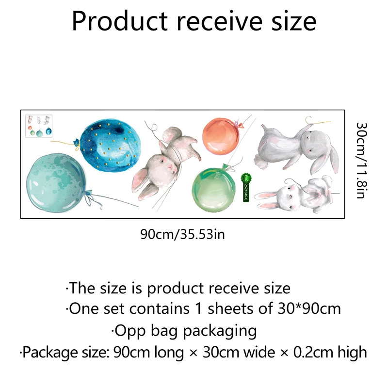 

Rabbit Balloon Wallpaper Nursery Window Door Sticker Easy To Paste Wall Stickers Children's Room Decoration Wall Poster