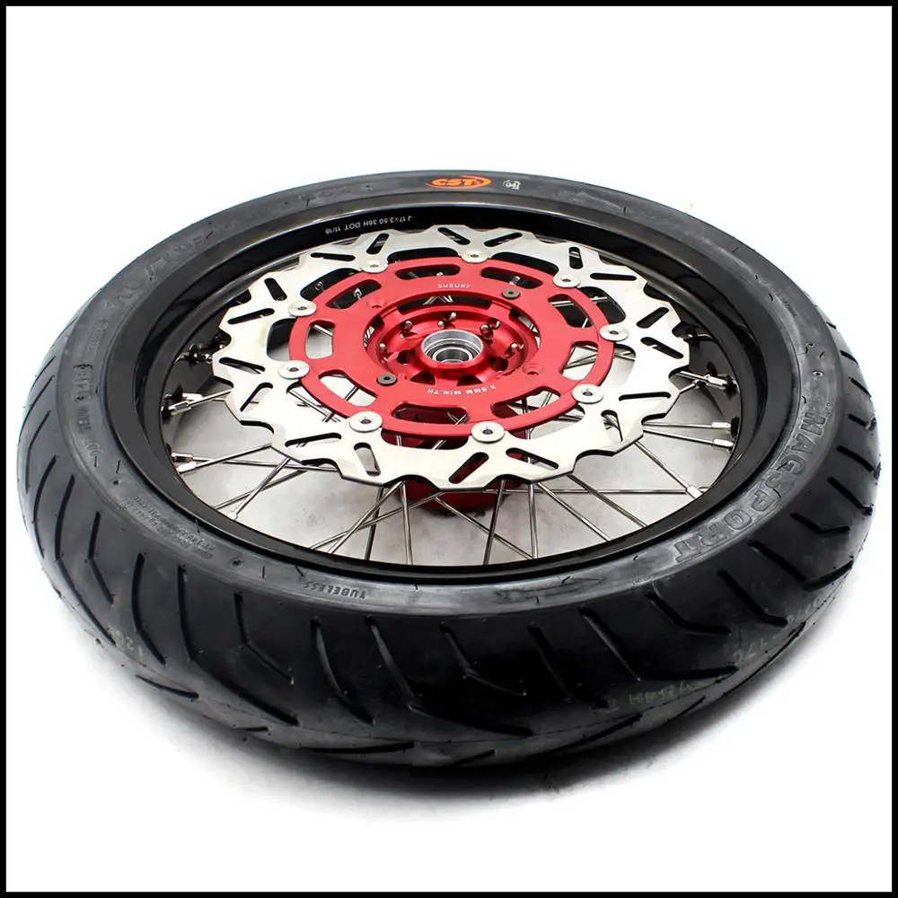 KKE 3 5/4 25 супермото колеса с CST шины для Suzuki RMZ250 2007 2020 RMZ450 2005 красные концентраторы