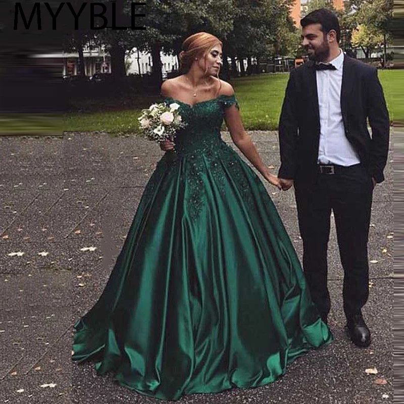 MYYBLE Long Floor Length Formal Dress Robe De Soiree Elegant Green Satin Evening Dresses Ball Gown Lace Sweetheart Evening Gowns images - 6