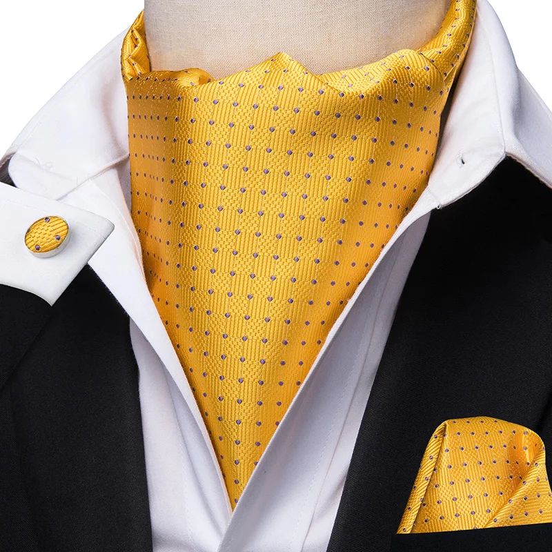 AS-1017 مرحبا التعادل الحرير الرجال cravat وشاح التعادل أسكوت التعادل للرجال وشاح التعادل دعوى الضوء الأصفر الرجال ربطة العنق الجاكار مجموعة