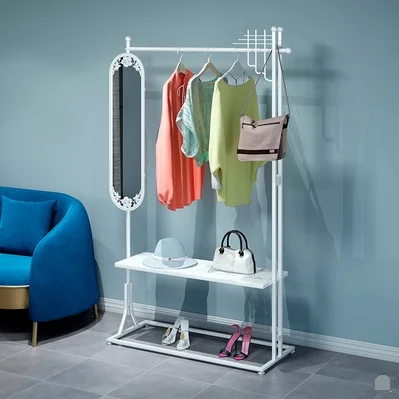 

Clothes rack falling zone rotating mirror bedroom living room integrated corner porch hanging clothes shelf