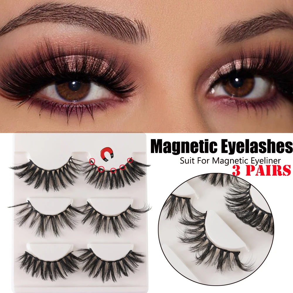 Модные 3 пары магнитные накладные ресницы магнитная подводка для глаз