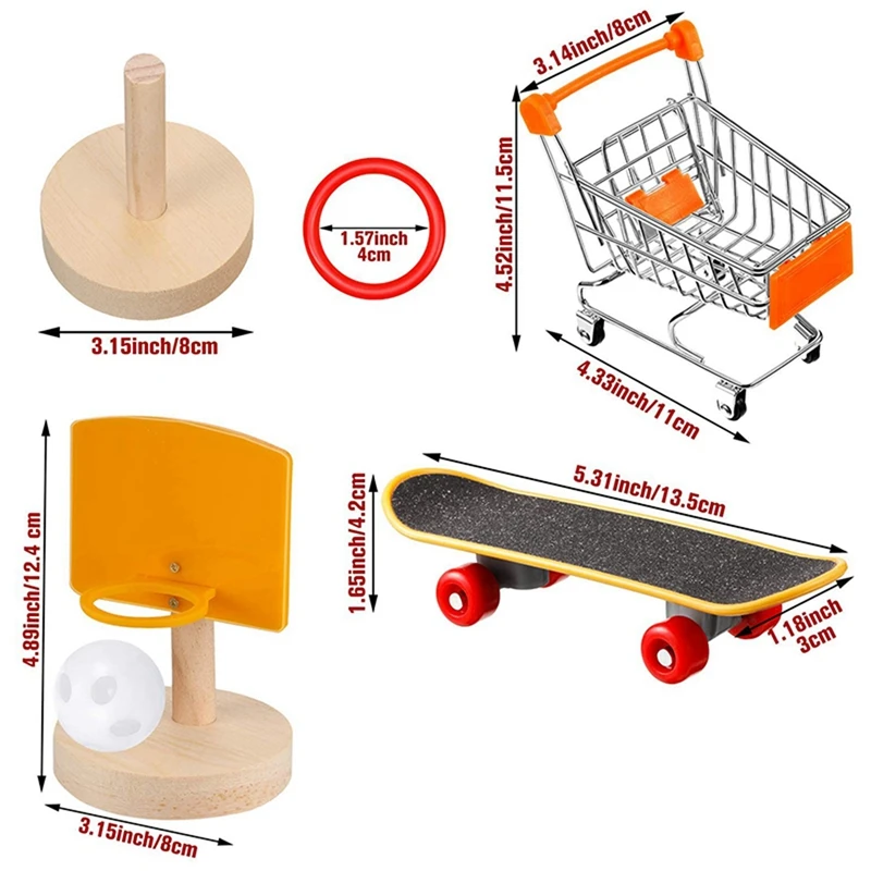 2 Set Pet Toy: 1 Shopping Cart Basketball Stacking Ring Toy &amp Natural Small Animal Activity Chew Toys | Дом и сад