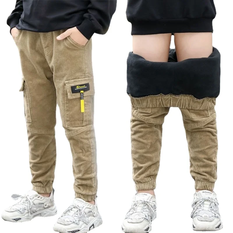 Детские вельветовые леггинсы на мальчика зимние теплые с эластичной резинкой