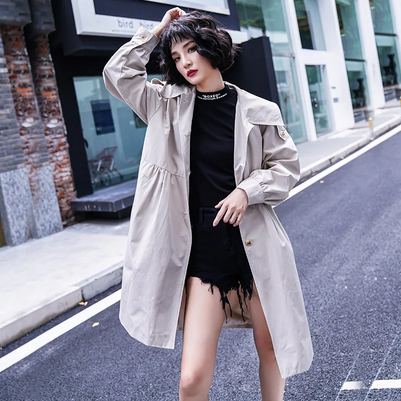 

Women's Trench Coat Mid-Length Women's Coats for Autumn Trencas Clothes Korea Ladies Windbreaker Autumn Women's Clothing