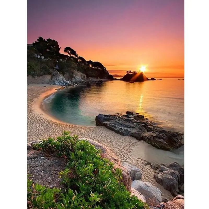 5D алмазная живопись сделай сам закат пляж вышивка крестиком пейзаж морская