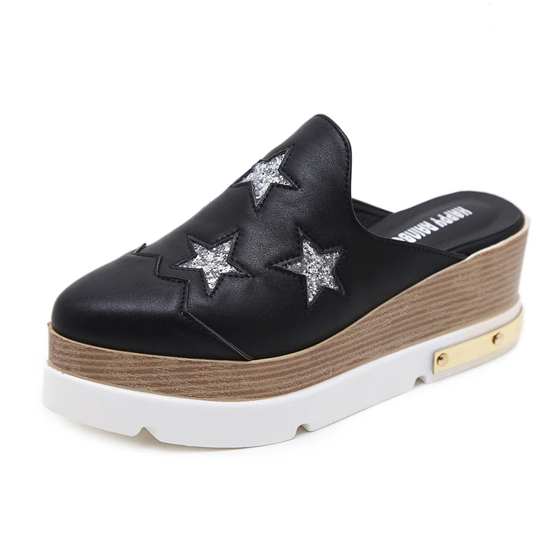 2019 г. Женские босоножки на танкетке высоком каблуке 7 см и платформе 4 5 блестящие