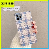 luxury print 3d relief blue grid personalized phone cover for iphone 11 12 mini pro max 7 8p xs xr women shockproof phone cases