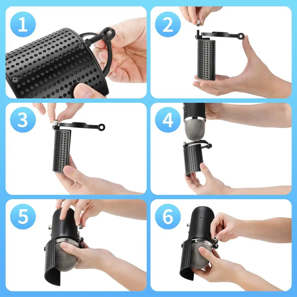 Moukey 3 слоя микрофон поп-фильтр ветрозащитный экран металлический Микрофон Ветер U