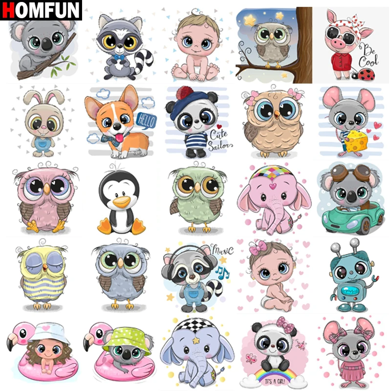

HOMFUN Square Round Drill 5D Diamond Painting Environmental Crafts Full Diamond Embroidery "Cartoon animal landscape" Home decor