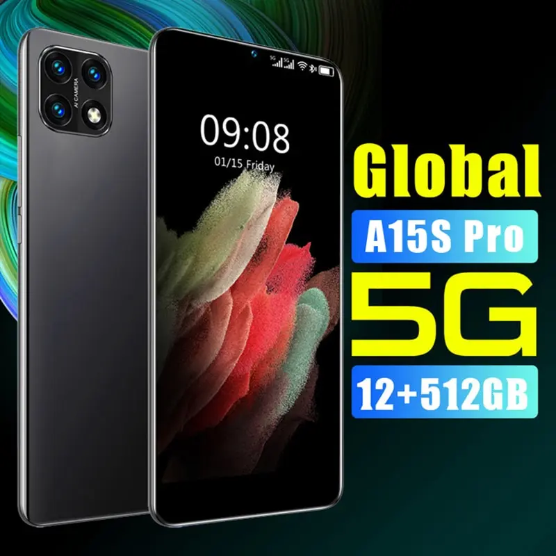 

A15s Pro 12+512gb Face Fingerprint Unlock Dual Sim 10 Core 5000mah Mobile Phone Mtk6889 6.8 Inch 24 48mp Smart Phone