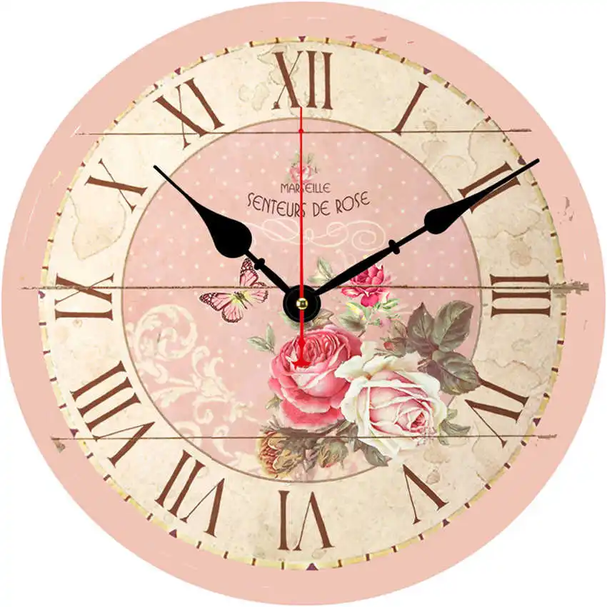 Flower Clock S Антикварные настенные часы, кухонные часы, потертые Ретро часы для декора кухни, Новое поступление - Цвет: Flower Clock S