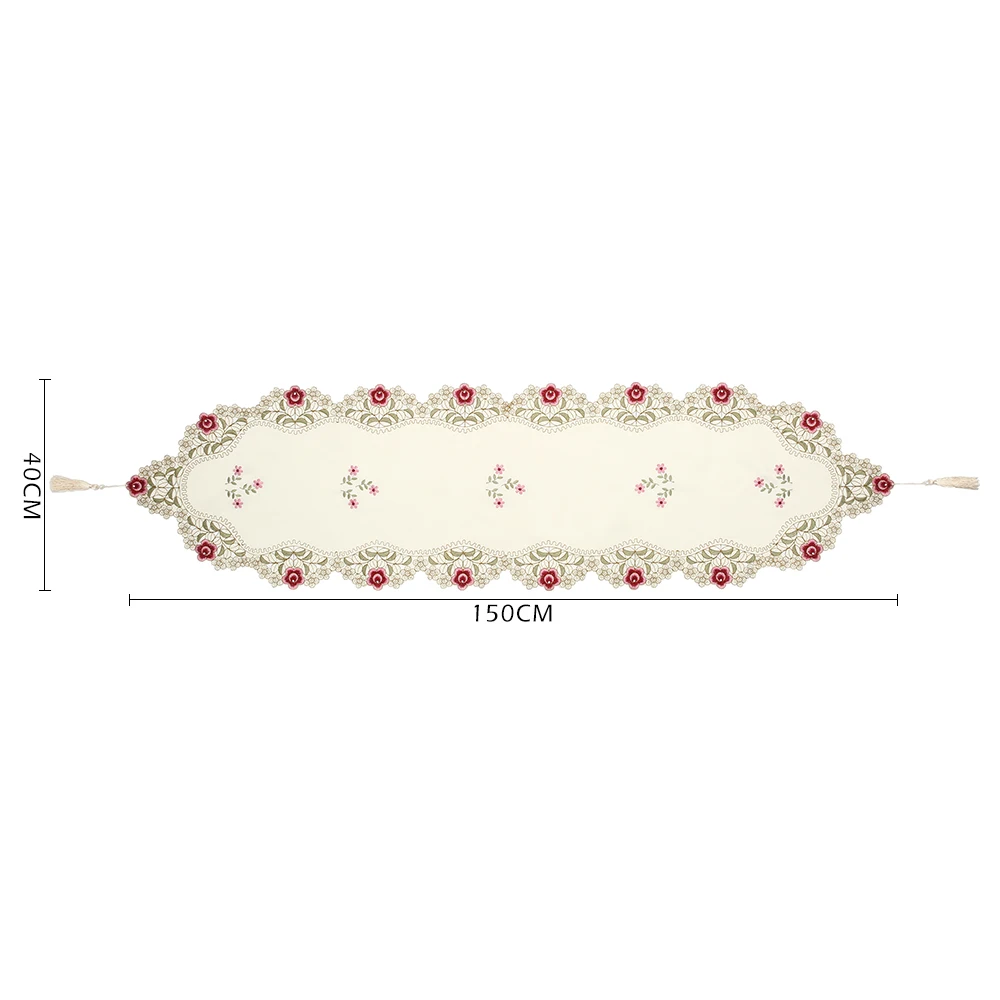 Пасторальный стол с вышитыми цветочными листьями полый полиэстер покрытие для