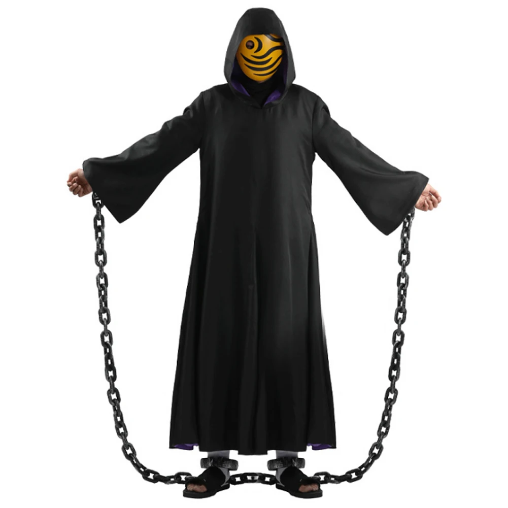Черный костюм смерти длинный халат с широким рукавом и капюшоном платье