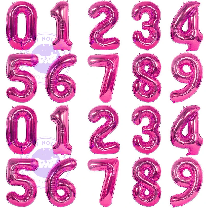 Розово-красные фольгированные воздушные шары Globos 40 дюймов  номер 0-9
