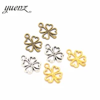 yuenz 4 colour 35pcs antique silver color charms lucky four leaf clover making pendant fit diy handmade jewelry 1713mm q401