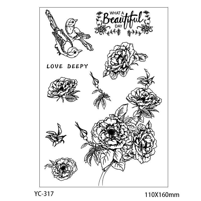 

Birds / Blooming Flowers Transparent Clear Stamps For DIY Scrapbooking Card Making Silicone Stamps Fun Decoration Supplies