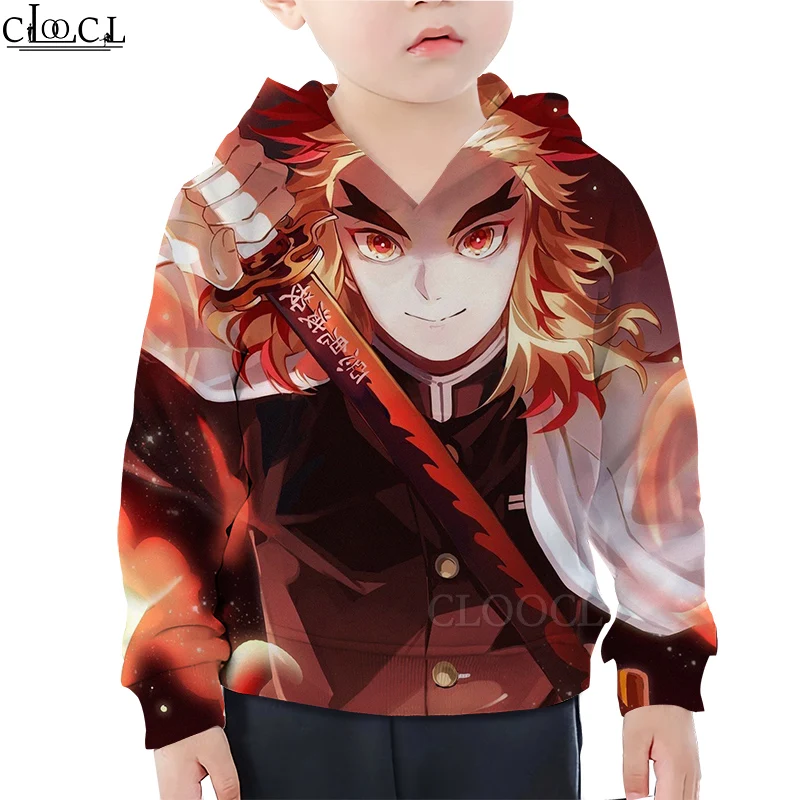 

CLOOCL Hoodies For Boys Girls Kimetsu No Yaiba The Movie: Mugen Train Rengoku Kyoujurou 3D Print Kid Casual Hoodie Drop Shipping