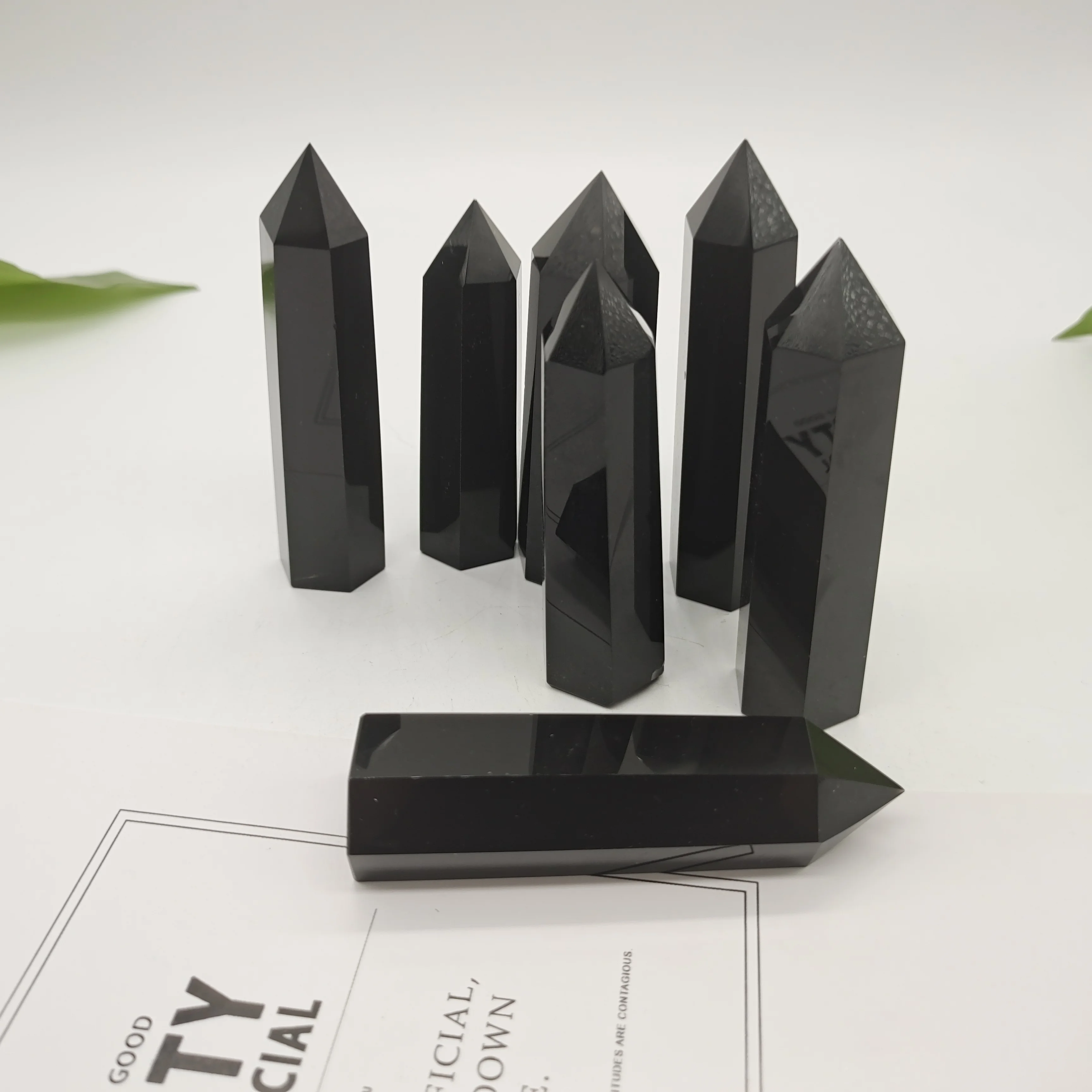 Natural obsidian Crystal Ornament Hexagonal Point Home Decoration Office For spirit Healing Energy Stone Mineral | Дом и сад