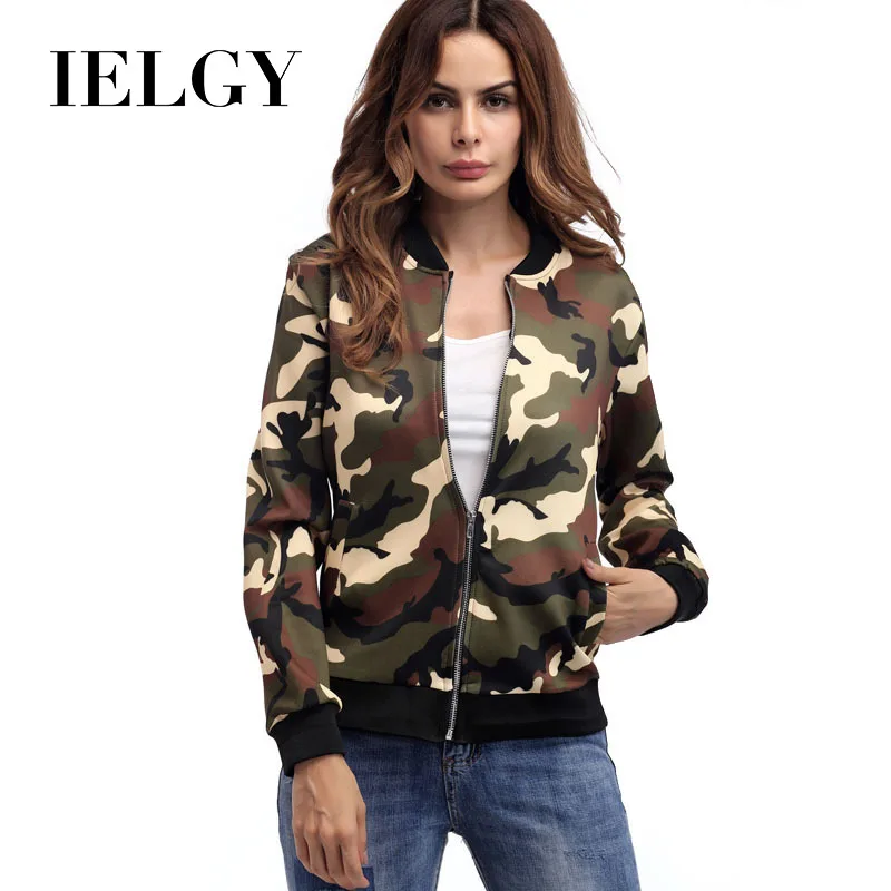 IELGY камуфляжная куртка женская модная на молнии Повседневная трендовая Удобная