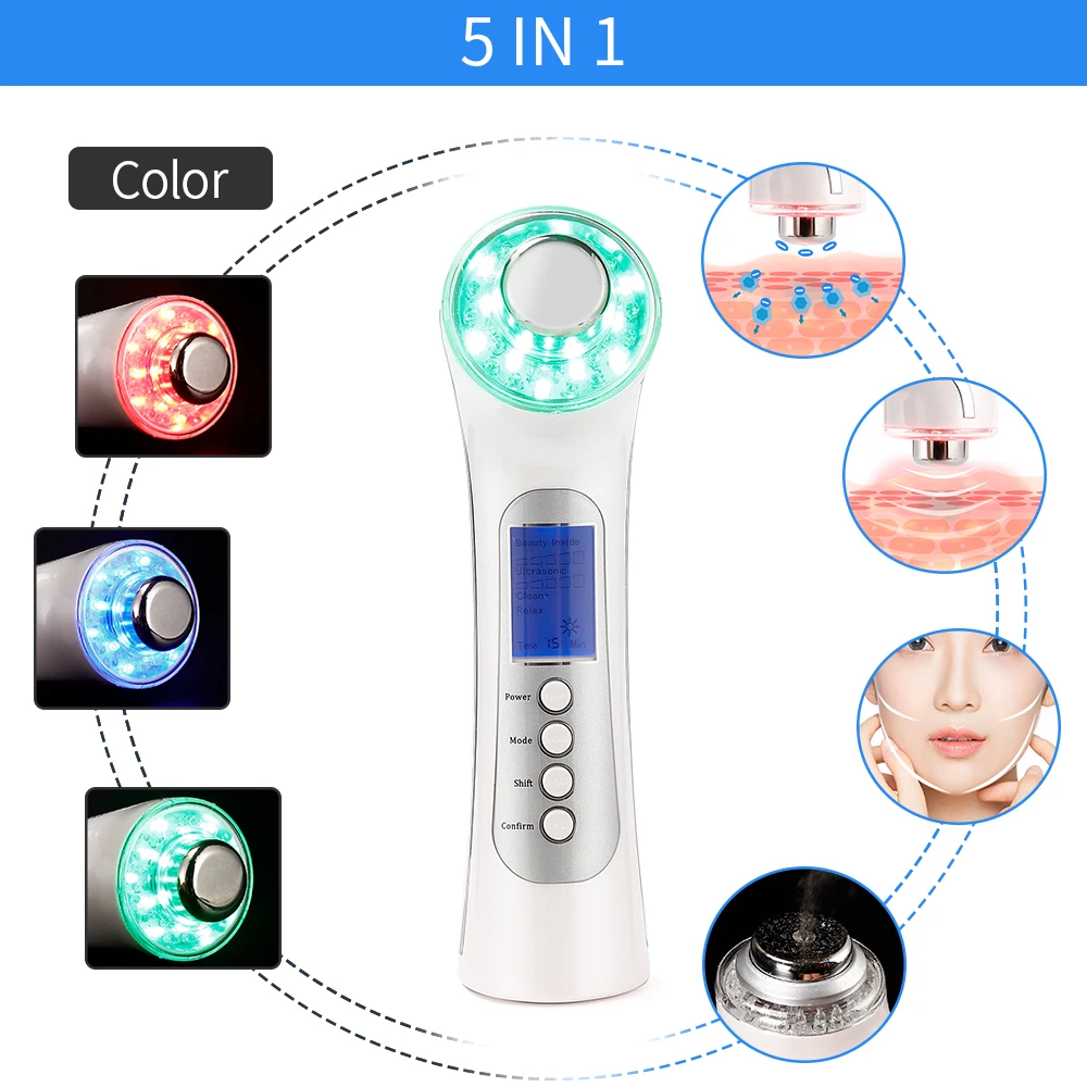 Аппарат для фотонной терапии 5 в 1 ультразвуковой светодиодный вибромассажер с