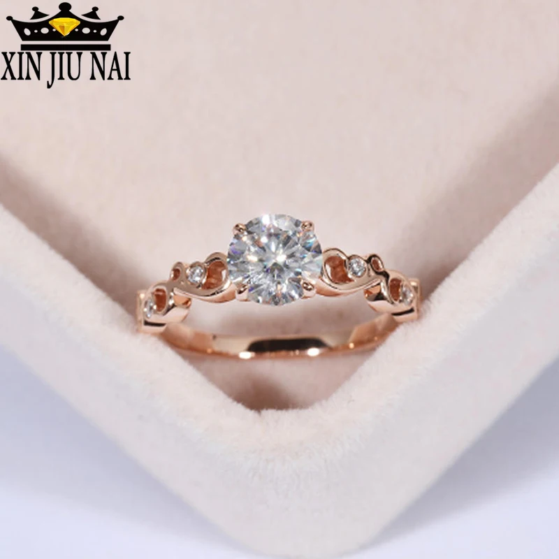 Женское кольцо из 18 каратного розового золота с 4 когтями роскошное обручальное