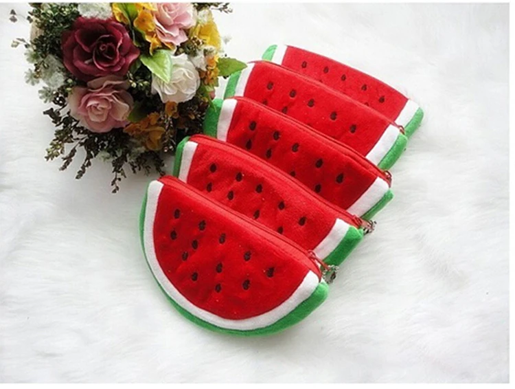 

New Mini Plush Red Watermelon Coin Purse Wallet Pouch Bag cute Cartoon Fruit Card Holder Fashion Women