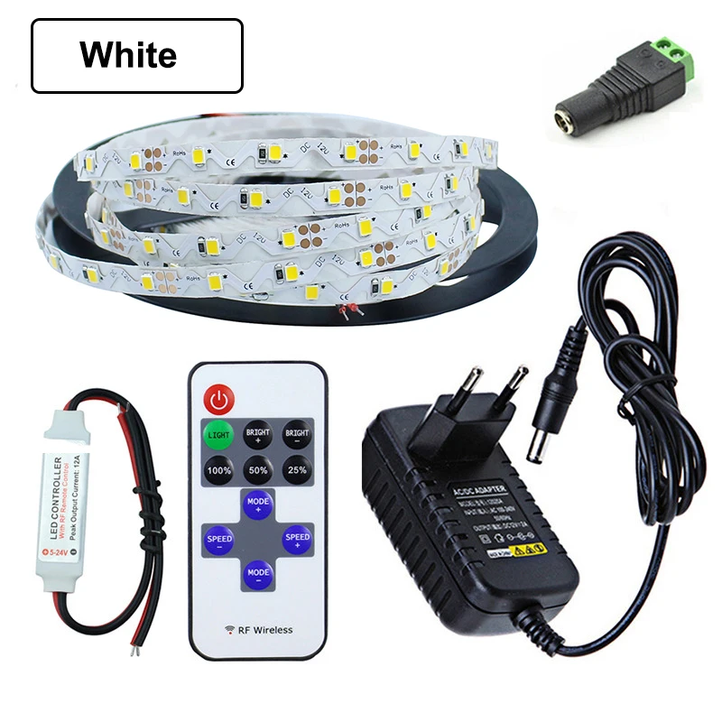 White Set 5M Светодиодная лента s-образной формы SMD 2835 12 В постоянного тока 5 м 300 светодиодный гибкий светодиодный ленточный светильник с подсветкой буквенный рекламный светильник DC 12 В+ пульт дистанционного управления - Испускаемый цвет: White Set 5M