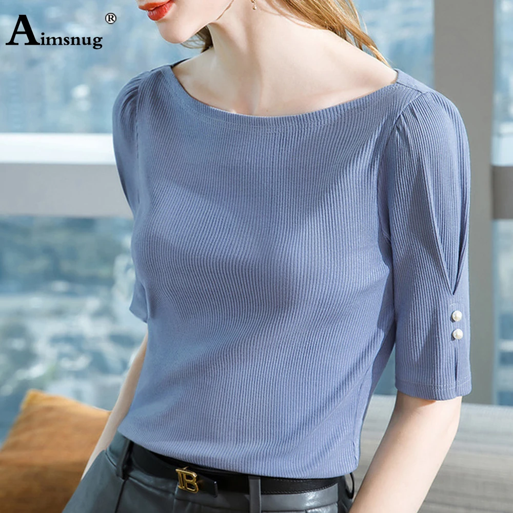 

Plus Size Ladies Elegant T-shirt Half Sleeve Green Blue Women's Top Romantic France Style 2021 Summer Tees Clothing Femme 3XL