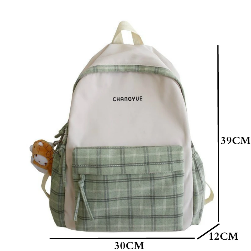 

OYIXINGER Women's Contrast Color Nylon school bag Waterproof School Backpack Girls 2021 New Preppy Style Plaid Travel Bag Female