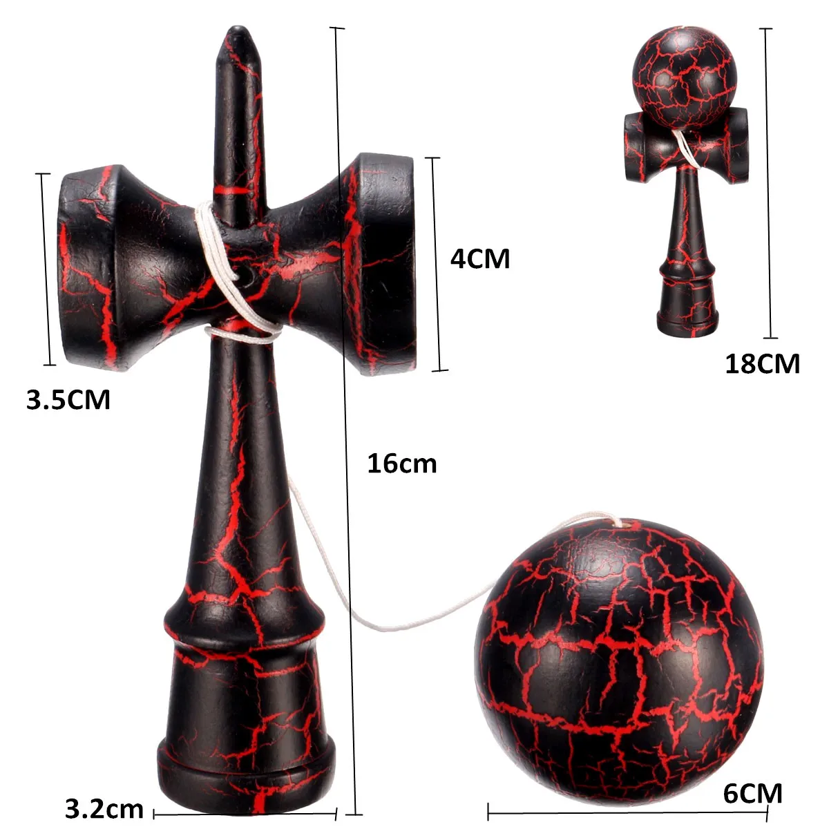 Полный Crackle деревянный Kendama 18 см Забавный японский традиционный деревянный мяч образование традиционная игра игрушка