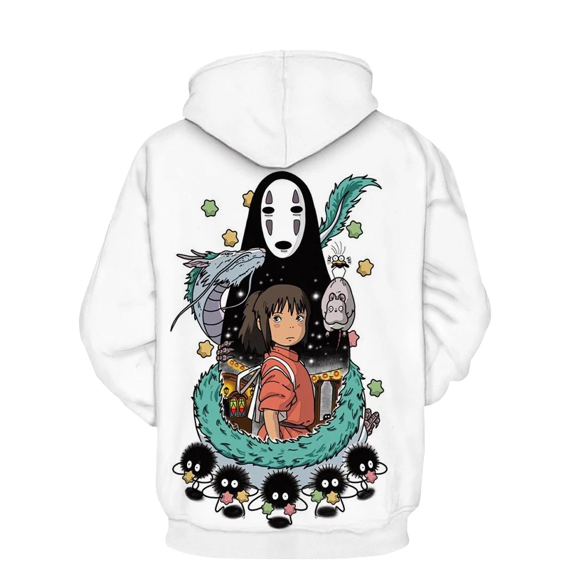 

High Quality Spirited Away Sweatshirt Men/Women Fashion Harajuku Style Anime Hoodies Men 3D ghost Print Streetwear Pullover Hood