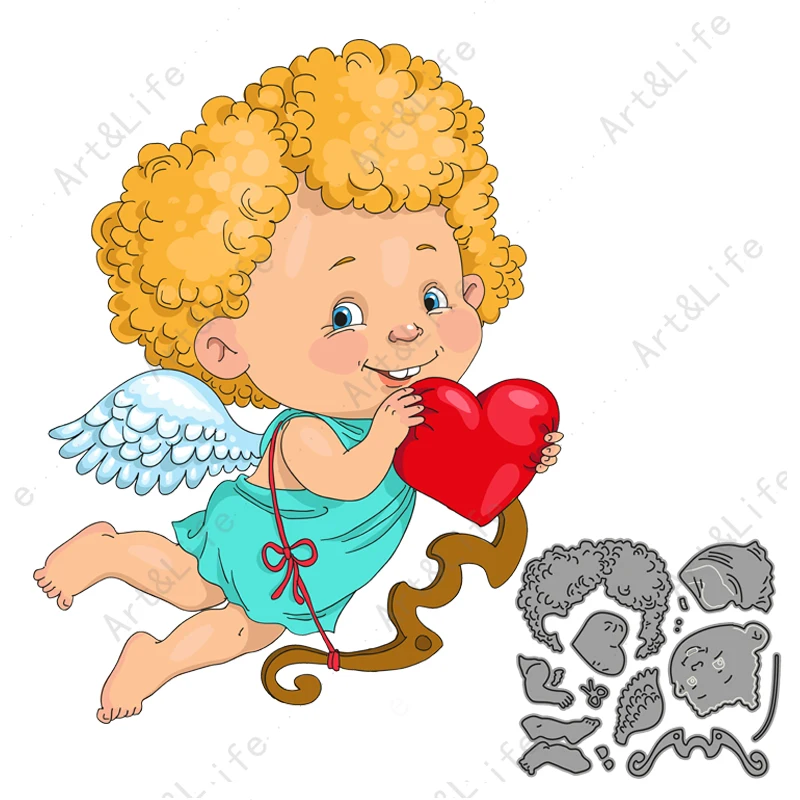 Metal Cutting Dies Love Cupid Hearts Kewpie Baby Hot New Stencils for Scrapbooking Album Birthday Card Embossing Stamps And Dies