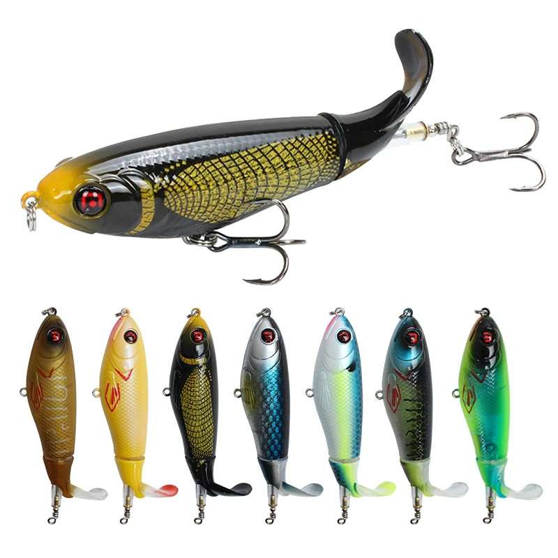

1PCS Whopper Popper 10.5cm/17g Topwater Fishing Lure Artificial Bait Hard Plopper Soft Rotating Tail Fishing Tackle Geer Pesca