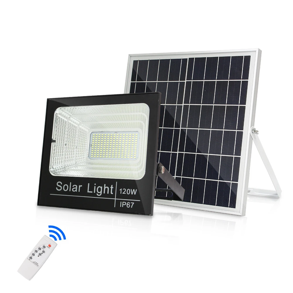 10W25W200w outdoor solar street light flood light outdoor lighting bright waterproof large solar panel with remote wall light