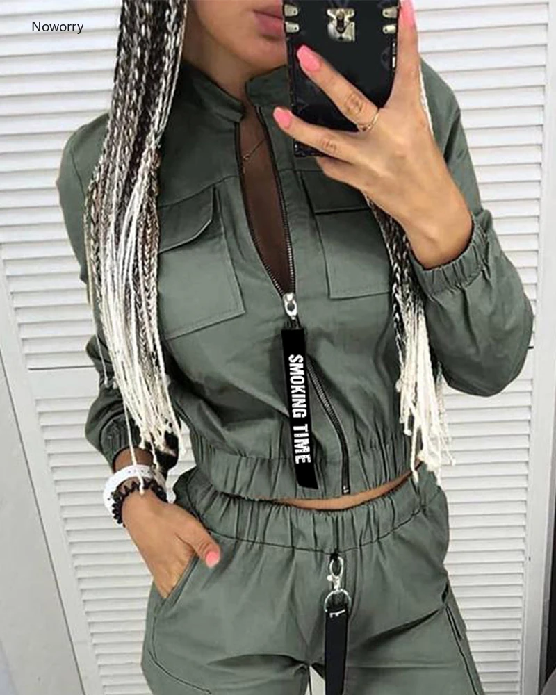 Женский спортивный костюм Noworry из двух предметов куртка с длинным рукавом и