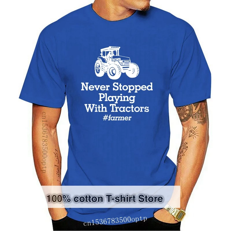 

PLAYING WITH TRACTORS - Unisex Cotton T-Shirt Tee Shirt