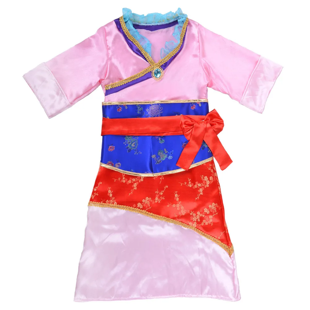 Child Mulan Costume Asian Princess Dress Up Outfit Chinese Tang Dynasty Traditional Fancy Dress Halloween Costumes for Girls