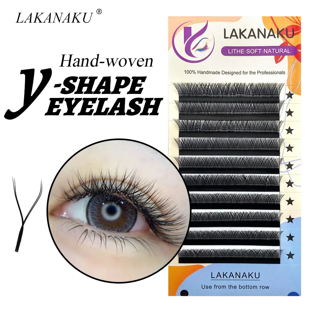

Lakanaku YY Design Eye Lashes Extensions Faux Mink Black Soft Invividual Eyelashes V Shape Volume Lashes 8-14mm Lashes Makeup