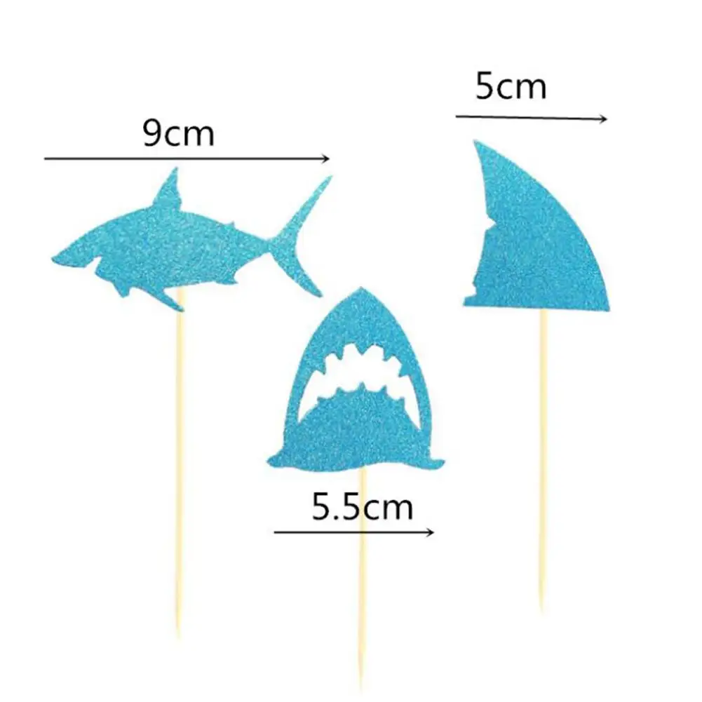24 шт./компл. Горячая день рождения Акула Фигурное пирожное-Корзиночка вставить