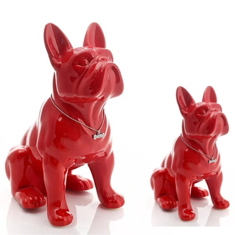 

Ceramic French Bulldog Dog Statue Home Decoration Accessories Craft Objects Ornament Porcelain Animal Figurine Living Room R4197