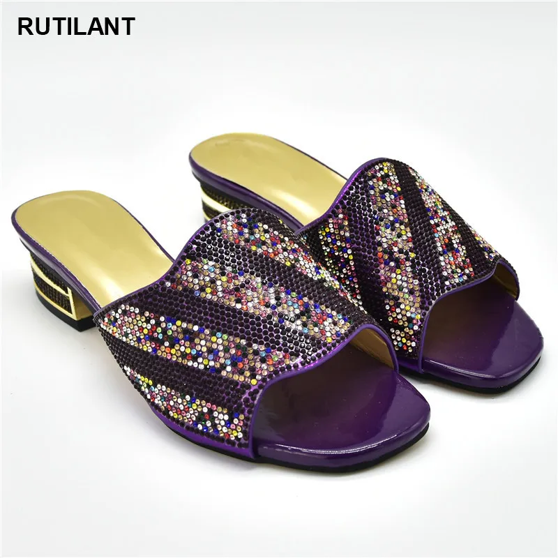 Специальное поступление Свадебные туфли фиолетового цвета в нигерийском стиле