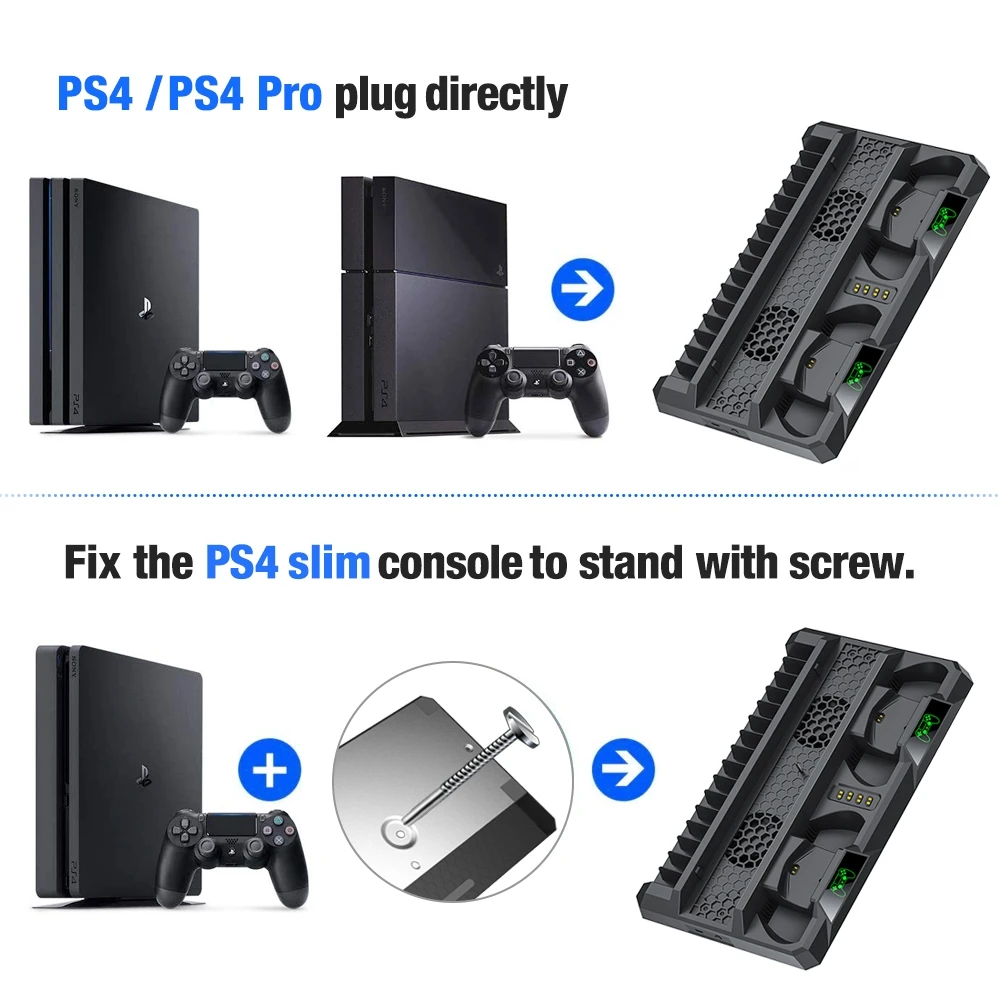 Для контроллера PS4 Slim/PS4 Pro/PS4 двойная охлаждающая станция с охлаждающими
