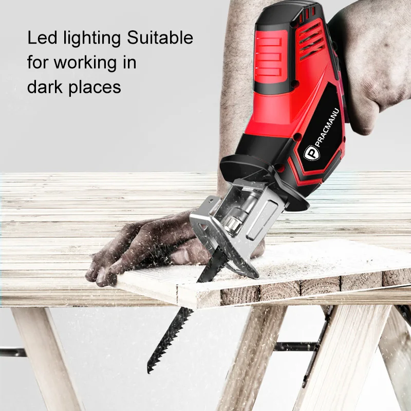 21V Cordless Reciprocating Saw Metal Cutting Wood Tool Adjustable Speed Electric Portable Woodworking Cutters with 2 Battery | Инструменты