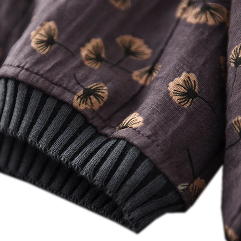 

Women Winter Autumn Jacket Outwear Fleeced Thick Big Loose Print Retro Vintage Casual A11121135